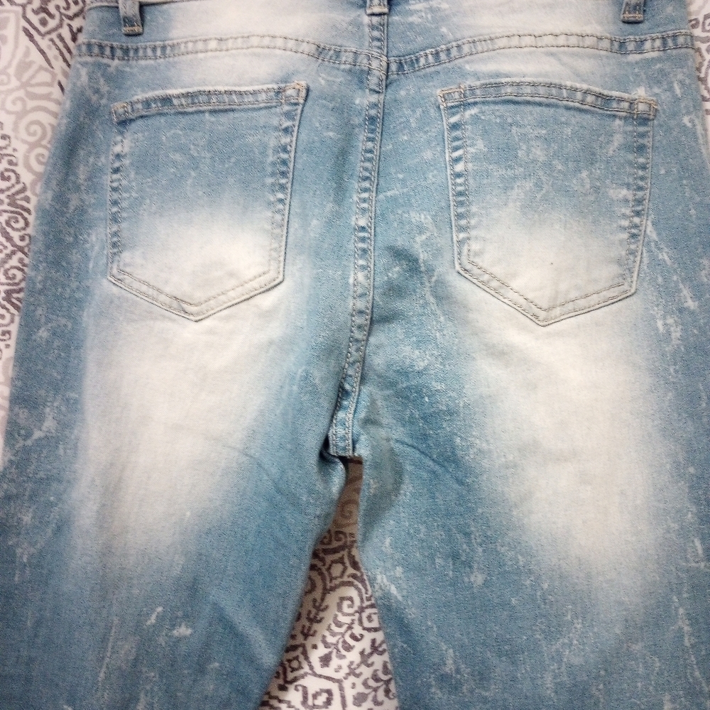 NWT Blue Topic Distressed Patchwork Paint Slapper SkinnyLeg Jeans Size Junior5/6 - Picture 10 of 12